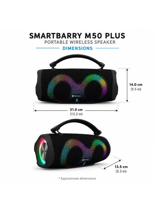 Smartbarry M50 Plus Bluetooth Portable Speaker with Dynamic RGB Lights, 15000mAh Long Lasting Battery, Powerful Deep Bass, TWS Dual Speaker Connection, Wireless Music Player Black - Image 2