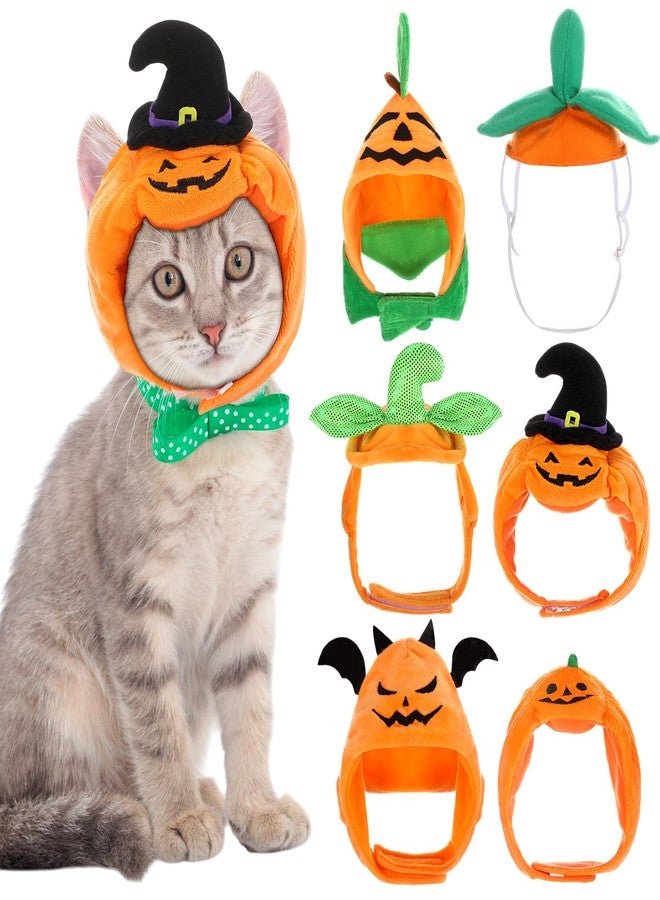 WinnerWhy 6 Pcs Cat Halloween Pumpkin Costume Dog Pumpkin Hat Adjustable Pet Headdress Cute Cap Headwear Halloween Devil Hat for Party Cosplay Puppy Kitty Dress up Accessory - Image 1