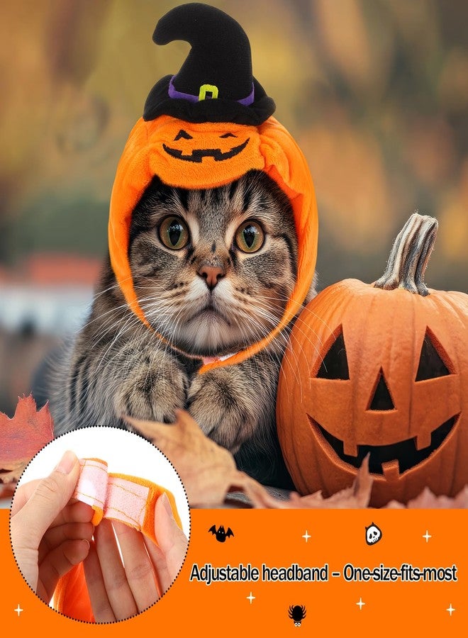 WinnerWhy 6 Pcs Cat Halloween Pumpkin Costume Dog Pumpkin Hat Adjustable Pet Headdress Cute Cap Headwear Halloween Devil Hat for Party Cosplay Puppy Kitty Dress up Accessory - Image 5