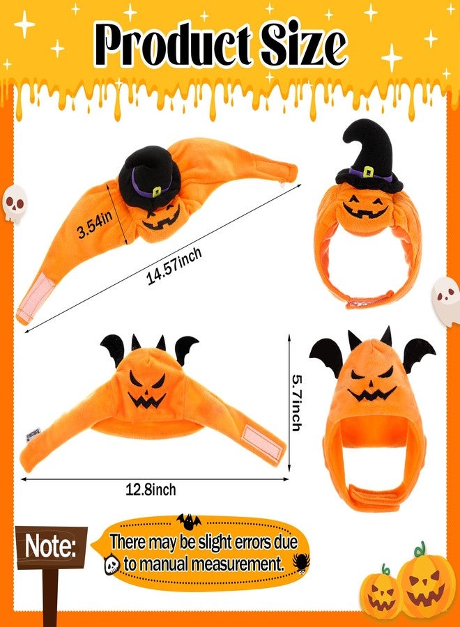 WinnerWhy 6 Pcs Cat Halloween Pumpkin Costume Dog Pumpkin Hat Adjustable Pet Headdress Cute Cap Headwear Halloween Devil Hat for Party Cosplay Puppy Kitty Dress up Accessory - Image 2