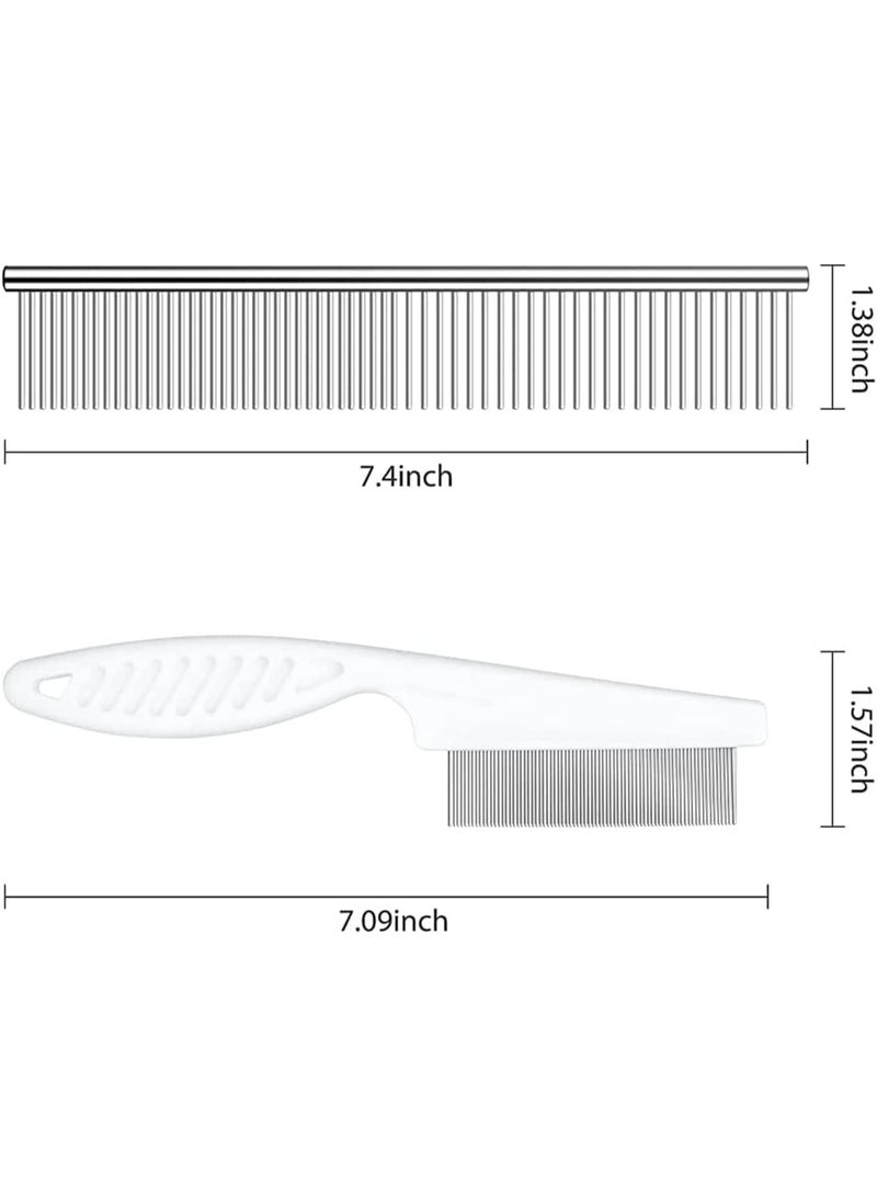 2 Pcs Cat Comb Dog Comb, Pet Flea Comb, Metal Cat Comb with Stainless Steel Teeth and Lice Comb, Prevents Knots and Mats, for Home Grooming Kit, for Long and Short Hair Pets - Image 2