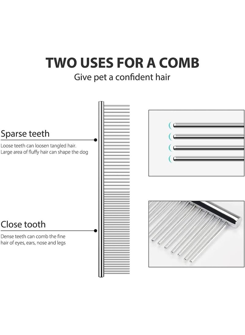 2 Pcs Cat Comb Dog Comb, Pet Flea Comb, Metal Cat Comb with Stainless Steel Teeth and Lice Comb, Prevents Knots and Mats, for Home Grooming Kit, for Long and Short Hair Pets - Image 5
