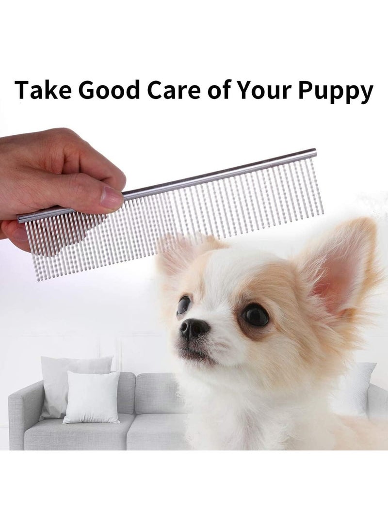 2 Pcs Cat Comb Dog Comb, Pet Flea Comb, Metal Cat Comb with Stainless Steel Teeth and Lice Comb, Prevents Knots and Mats, for Home Grooming Kit, for Long and Short Hair Pets - Image 4