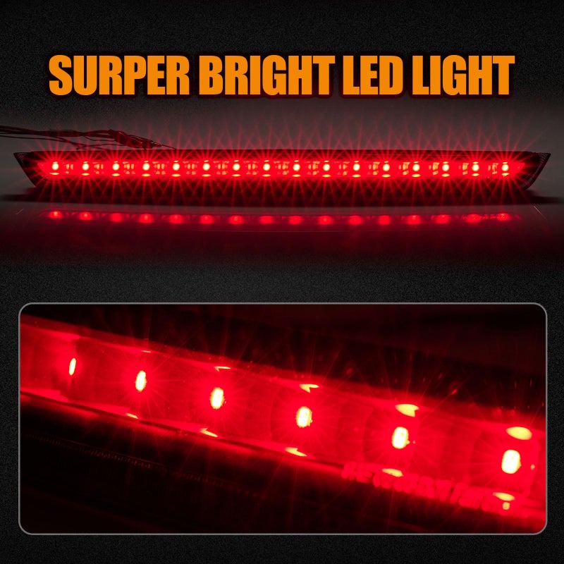 Cxdar Third 3rd Brake Light LED for 2007-2014 Chevy Tahoe/Suburban/GMC Yukon & XL, High Mount Rear Brake Lights Assembly, Waterproof Center Cab Lamp Stop Light (Black) - Image 2