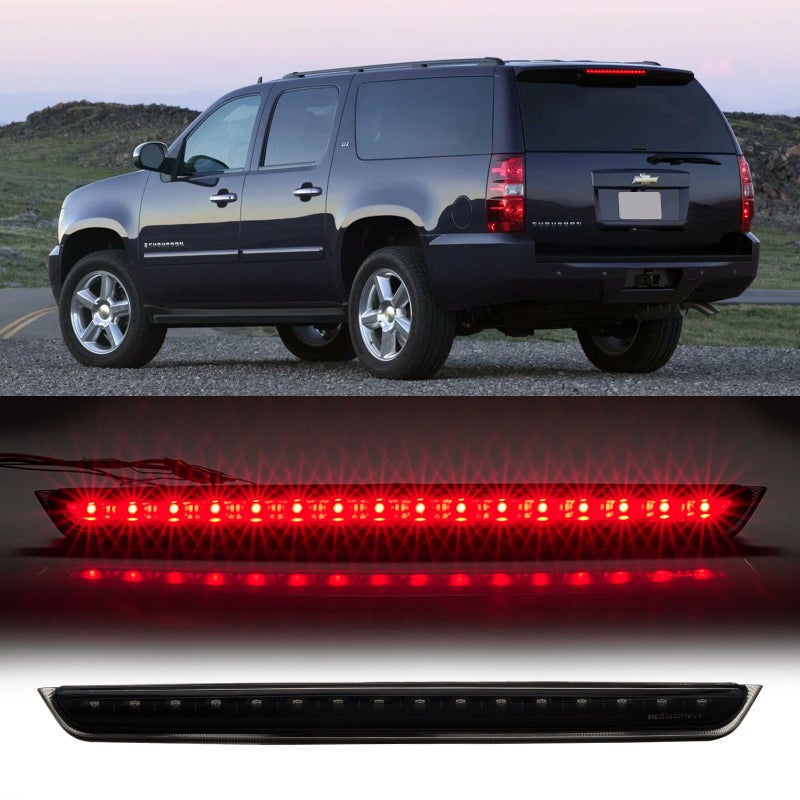 Cxdar Third 3rd Brake Light LED for 2007-2014 Chevy Tahoe/Suburban/GMC Yukon & XL, High Mount Rear Brake Lights Assembly, Waterproof Center Cab Lamp Stop Light (Black) - Image 1