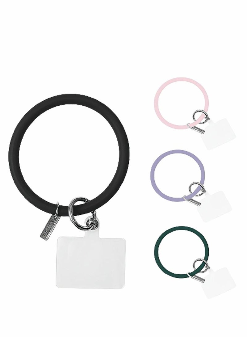 سيوسي حبل الحبل للهاتف الخلوي ، جزء التصحيح البديل للحبل العالمي ، موصل PVC متين مع حلقة معدنية متوافقة مع معظم أغلفة الهواتف الذكية وجميع الحبل ، 4 عبوات ، تشمل حبل المعصم - Image 1