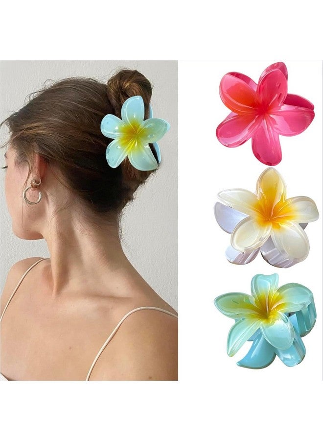 BIG BOX 3 Pcs Flower Claw Clip for Women, Hawaiian Plumeria Hair Clip,Preppy Flower Hair Clips, Hibiscus Hair Clip, Hawaii Hair Accessories for Thick Hair, Gifts for Women Teen Girls - Image 1