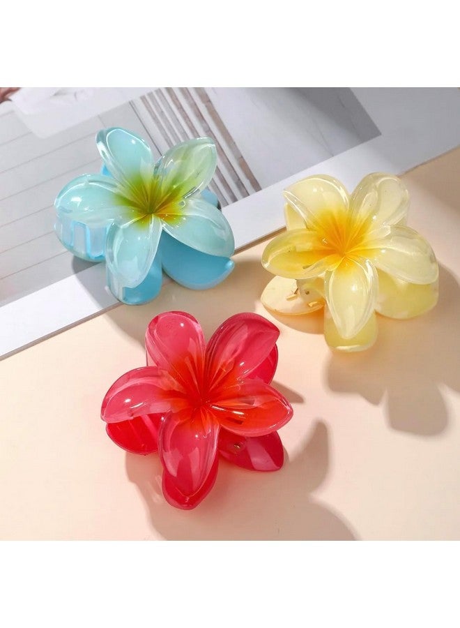 BIG BOX 3 Pcs Flower Claw Clip for Women, Hawaiian Plumeria Hair Clip,Preppy Flower Hair Clips, Hibiscus Hair Clip, Hawaii Hair Accessories for Thick Hair, Gifts for Women Teen Girls - Image 2