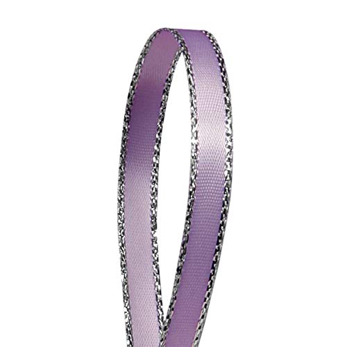 Paper Mart Lavender Satin Ribbon with Silver Border, 1/4" X 50Yd - Image 1