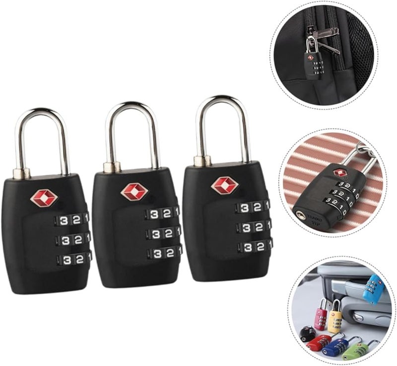 Angoily 3 Pack Heavy Duty Steel Combination Padlock For Luggage Suitcase Travel Security Lock - Image 3