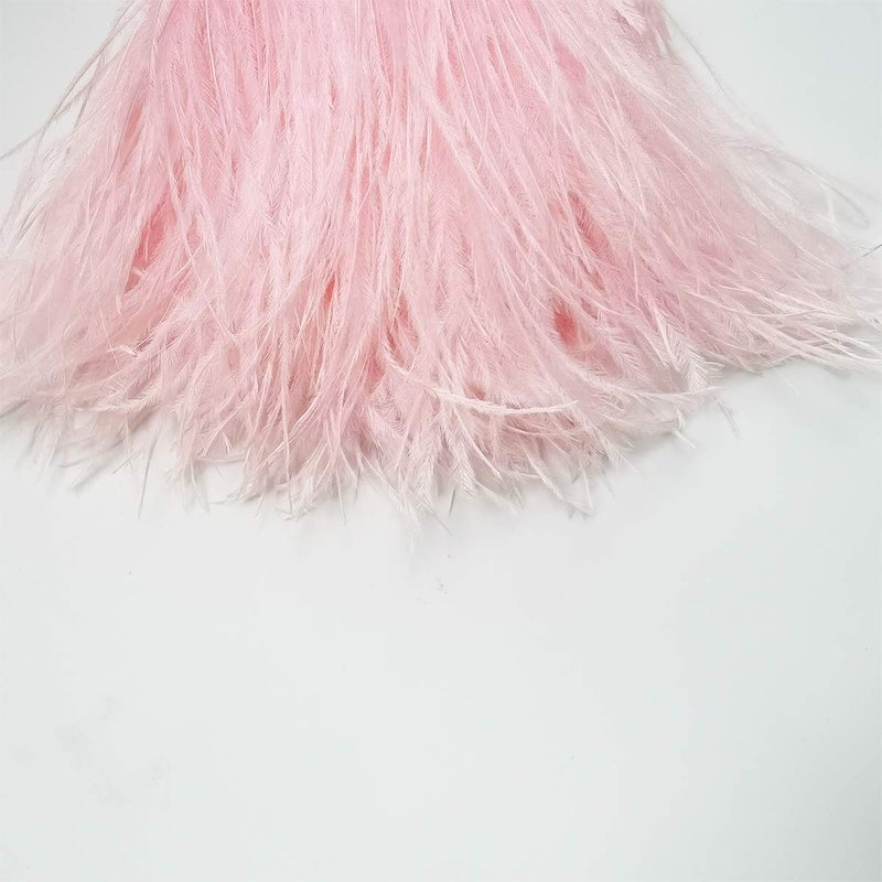 Happy feather 2 Yards 5-6inch Pink Ostrich Feathers Trim Fringe for DIY Dress Sewing Crafts Costumes Decoration - Image 3