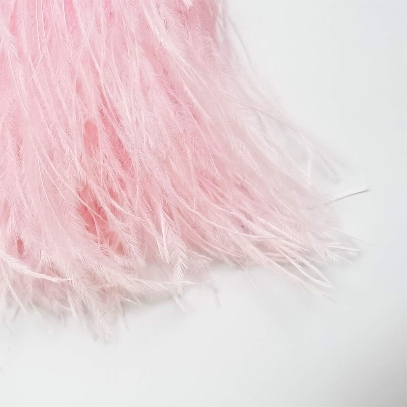 Happy feather 2 Yards 5-6inch Pink Ostrich Feathers Trim Fringe for DIY Dress Sewing Crafts Costumes Decoration - Image 2