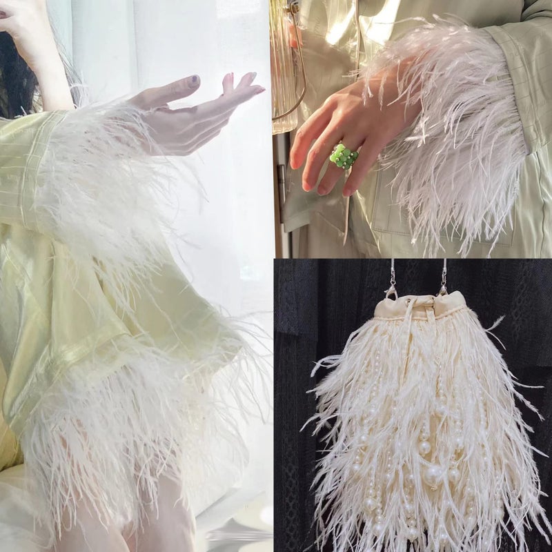 Happy feather 2 Yards 5-6inch Pink Ostrich Feathers Trim Fringe for DIY Dress Sewing Crafts Costumes Decoration - Image 4