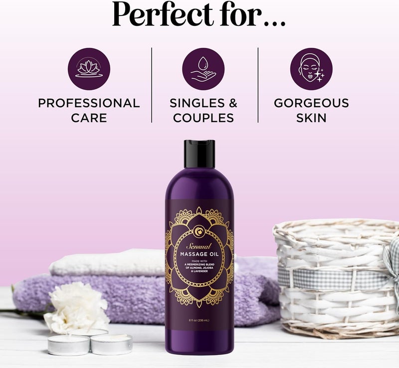 Maple Holistics Aromatherapy Sensual Massage Oil for Couples - Relaxing Lavender Massaging Oil for Massage Therapy with Vitamin E Jojoba & Sweet Almond - Naturally Scented Vegan Non GMO & Gluten Free (8 Fl Oz) - Image 5