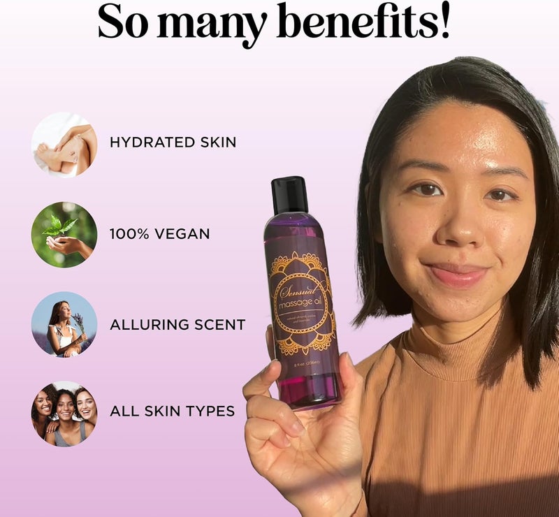 Maple Holistics Aromatherapy Sensual Massage Oil for Couples - Relaxing Lavender Massaging Oil for Massage Therapy with Vitamin E Jojoba & Sweet Almond - Naturally Scented Vegan Non GMO & Gluten Free (8 Fl Oz) - Image 2