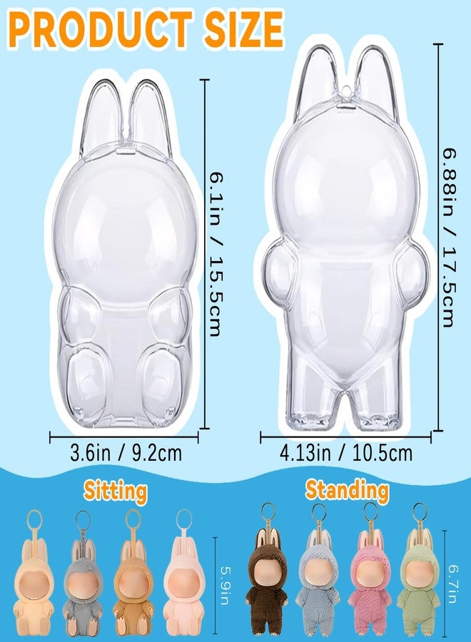 LUCYLANKER Clear Acrylic Display Case for Blind Box Figures, Protective Case for Labubu The Monsters with Metal Hanging Chain, Dustproof Scratch-Resistant Case Cover for Mini Collectible Dolls (Standing) - Image 2