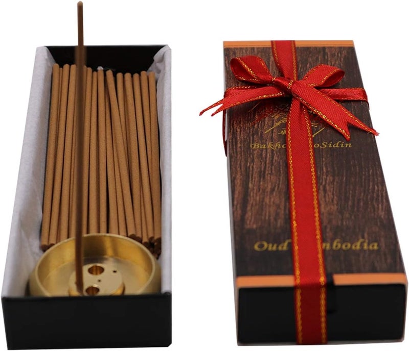 بوسيديان بخور بوسيدين - عود بخور خشب العود كامبودي عطر 3 مم مع مبخرة نحاسية - A79-1 - Image 4
