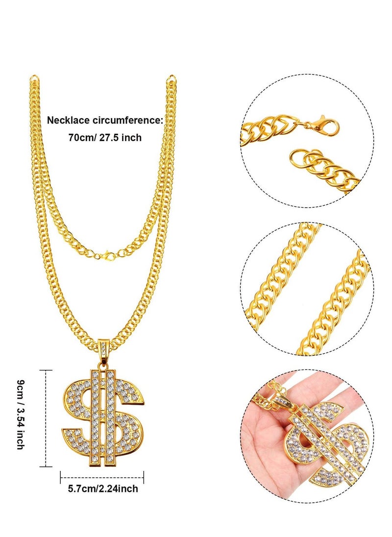 Excefore - 6 Pcs 80s 90s Hip Hop Costume Kit Inflatable Radio Boombox Phone Necklace Ring Sunglasses Hat Rapper Accessories - Image 1