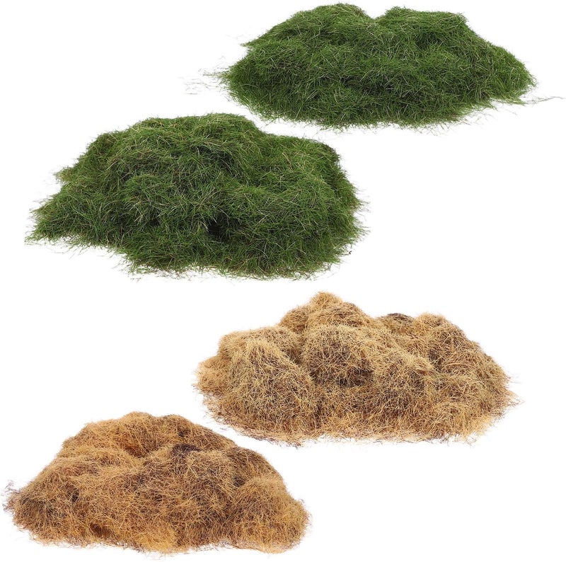 KALLORY 80g Miniature Static Grass Tufts Model Makers Grass for Railroad Scenery and Fairy Garden 8mm Spring Green, Warm Green, Autumn Yellow, Winter Brown Simulation - Image 1