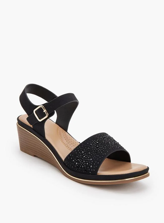 Le Confort Women Rhinestone Embellished Wedge Heel Sandals