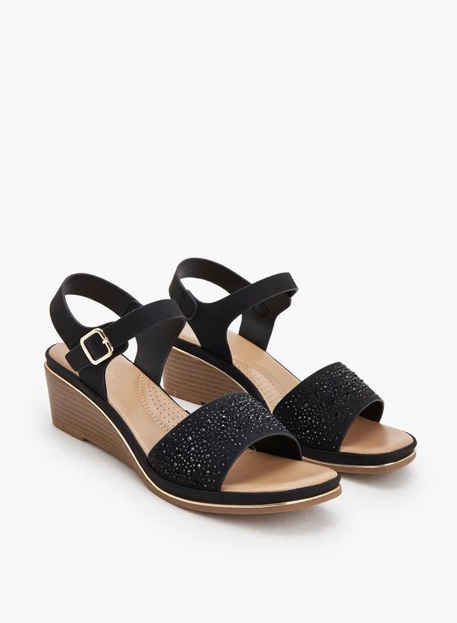 Le Confort Women Rhinestone Embellished Wedge Heel Sandals