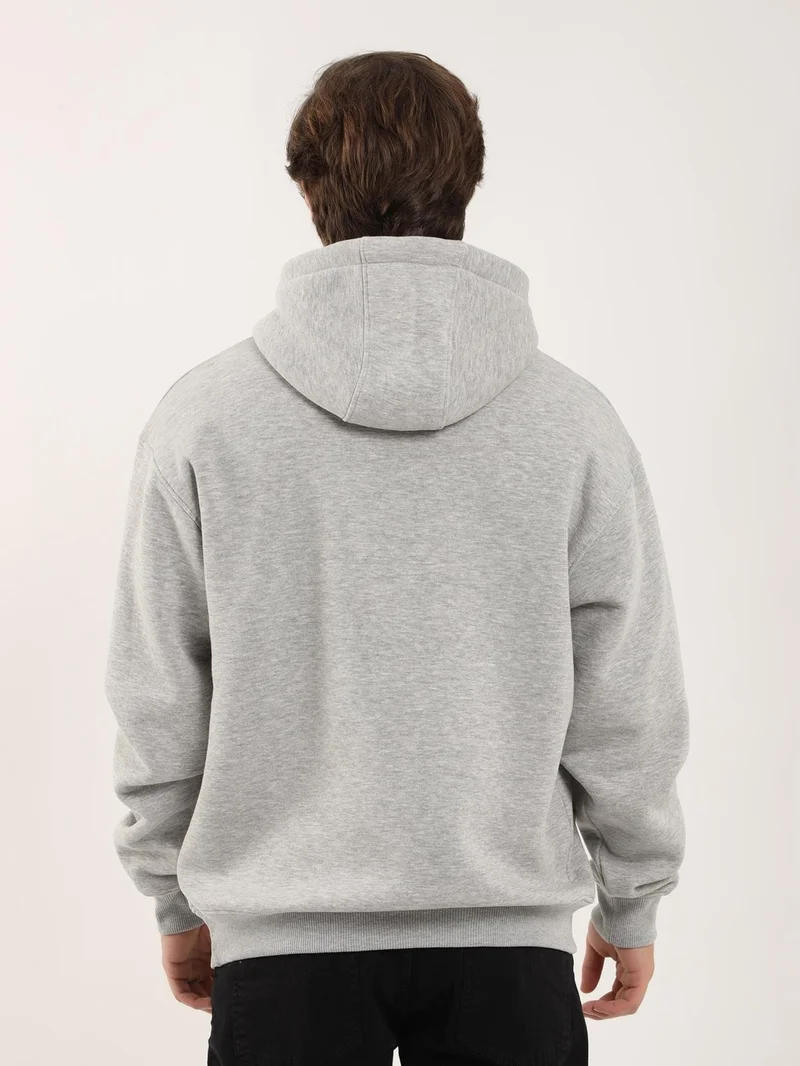 Dufy Gray Melange Men's Regular Fit Hooded Sweatshirt