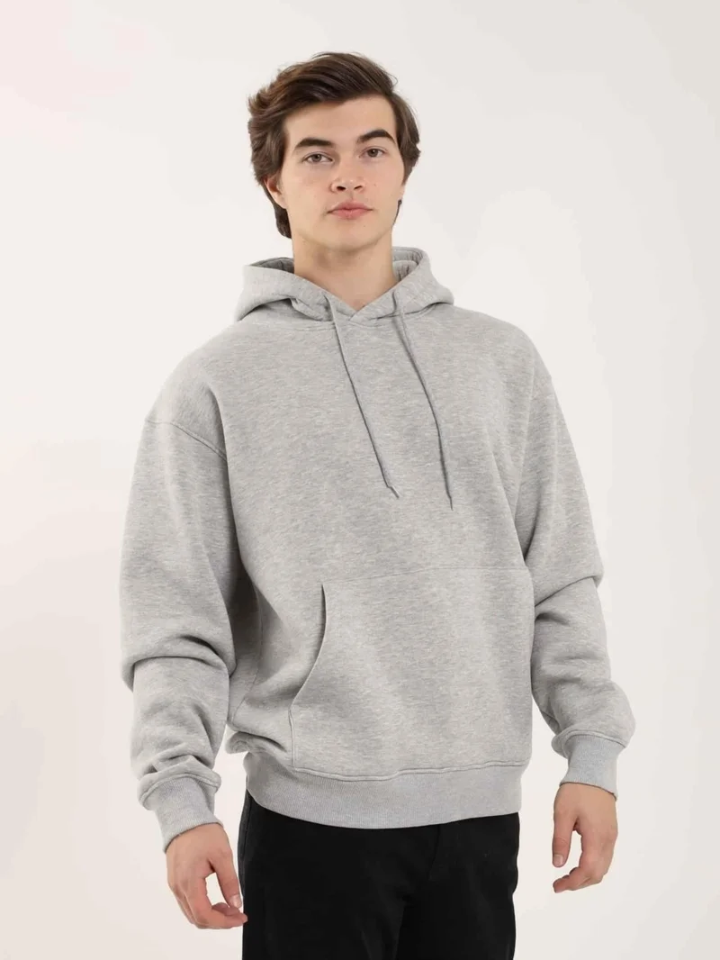 Dufy Gray Melange Men's Regular Fit Hooded Sweatshirt