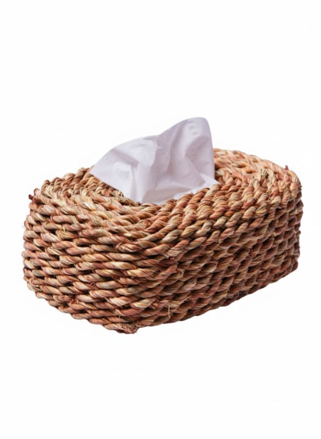 كذا هوم كاسا هوم غطاء مناديل حلفا منسوج يدوياً بيضاوي ألياف طبيعية ديكور غرفة معيشة مصر - Image 1