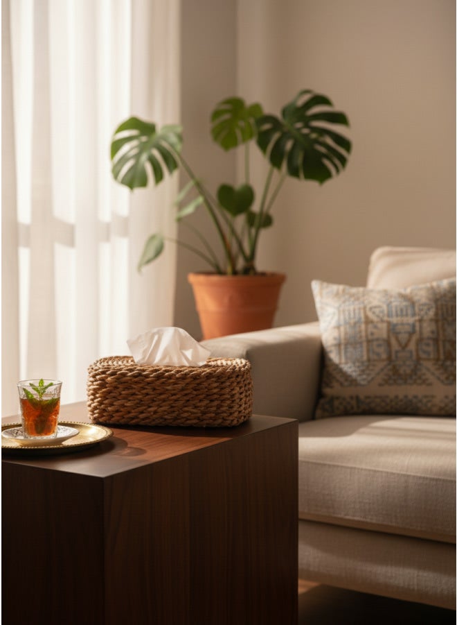 كذا هوم كاسا هوم غطاء مناديل حلفا منسوج يدوياً بيضاوي ألياف طبيعية ديكور غرفة معيشة مصر - Image 2