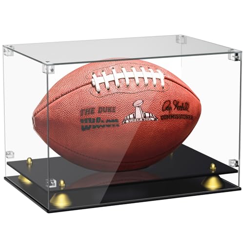 KKU KKU Acrylic Football Display Case  Clear Double Tier Black Stand for Signed Autographed Football Display