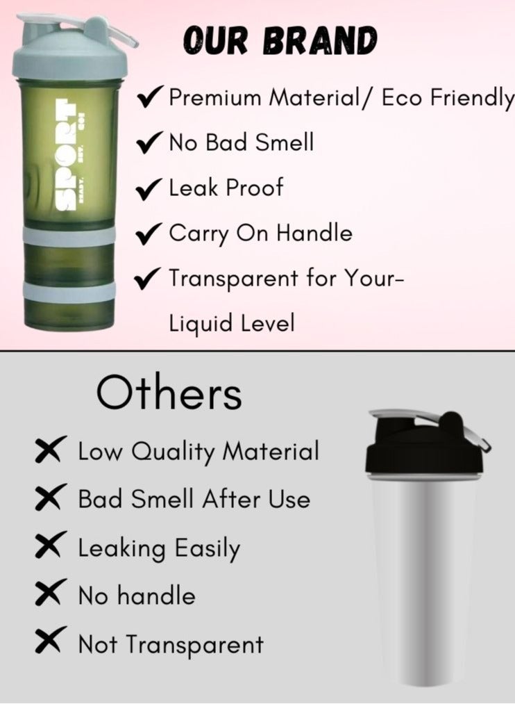SPORT Protein Shaker Bottle Portable Supplement Mixer Cup with Powder Storage for Running Cycling Fitness - Image 3