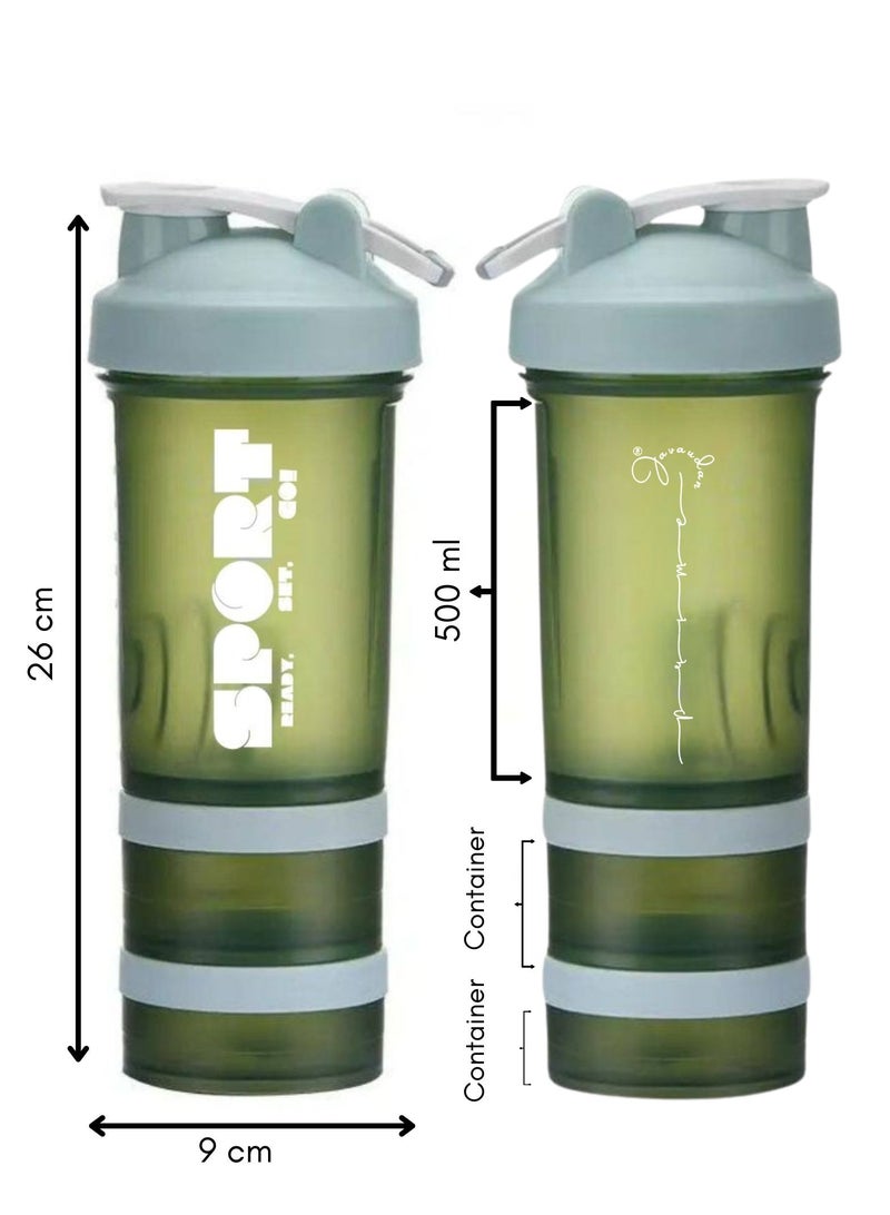 SPORT Protein Shaker Bottle Portable Supplement Mixer Cup with Powder Storage for Running Cycling Fitness - Image 4