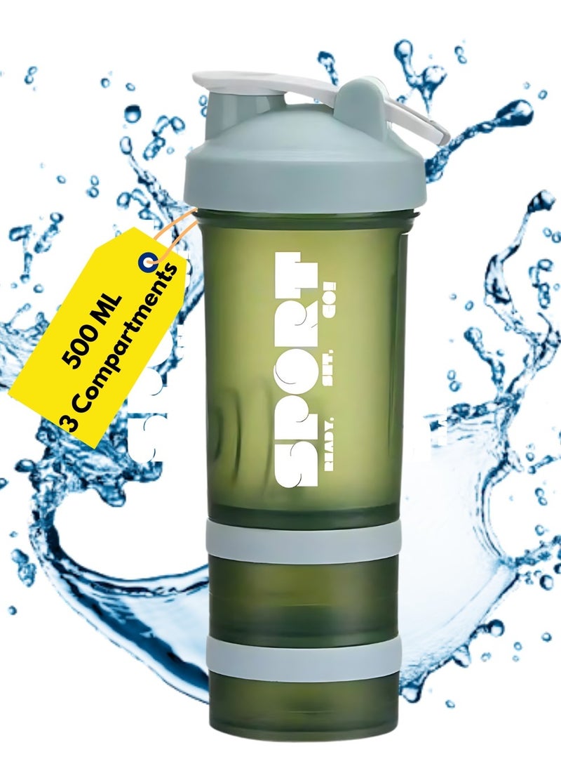 SPORT Protein Shaker Bottle Portable Supplement Mixer Cup with Powder Storage for Running Cycling Fitness - Image 1
