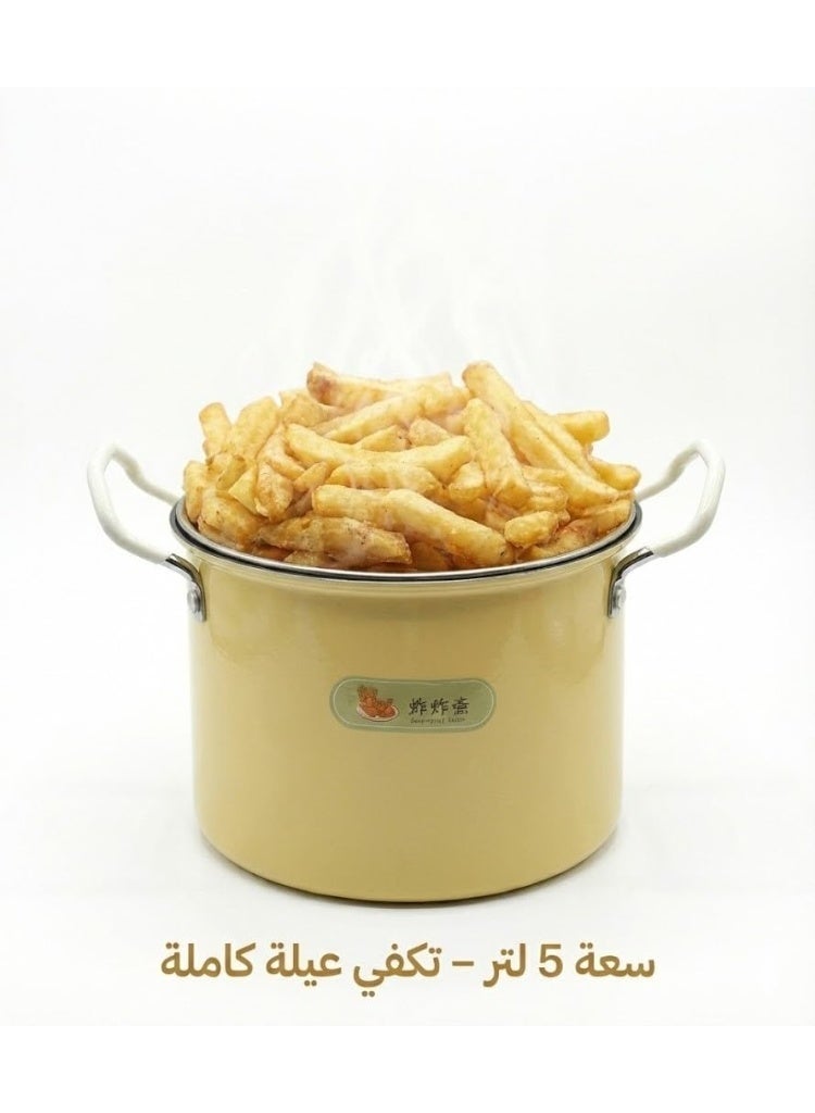 حلة تحمير عميقة بالباسكت – سعة 5 لتر – طلاء مانع للالتصاق – بغطاء زجاج حراري ومقبض استانلس – مثالية للبطاطس والفراخ والجمبري - Image 3