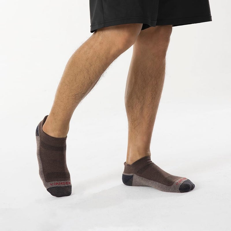 WANDER Merino Wool Ankle Running Hiking Socks 3 Pairs Lightweight Cushioned Sweat-Wicking No Show Athletic Socks Men Women - Image 4