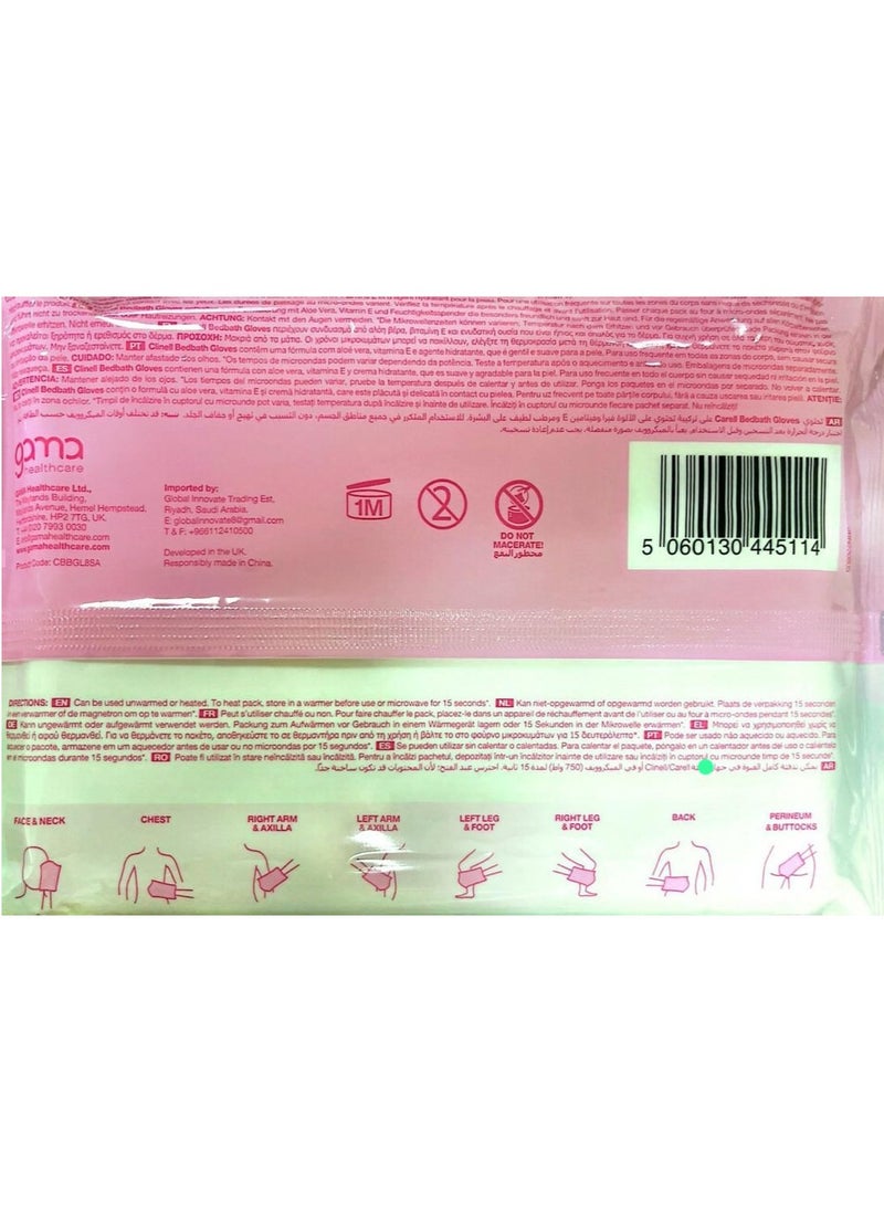 Clinell - Bed Bath Antibacterial Wipes Gloves 8 Count Unique Bed Bath Gloves to deliver a Full Body Wash in a Single Step - Image 1
