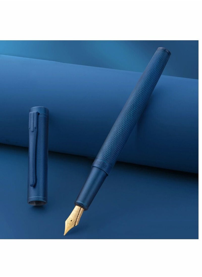 SYOSI Fountain Pen Blue Forest Metal Fountain Pen Beautiful Tree Texture Extra Fine Nib Writing Office Pen Classic Design with Converter and Pen Box Set Pen Gift for your Family or anyone else  - Image 1