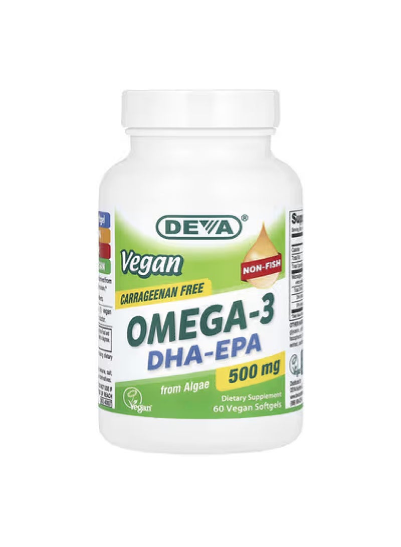 Deva Vegan Omega-3, DHA-EPA, 500 mg, 60 Vegan Softgels