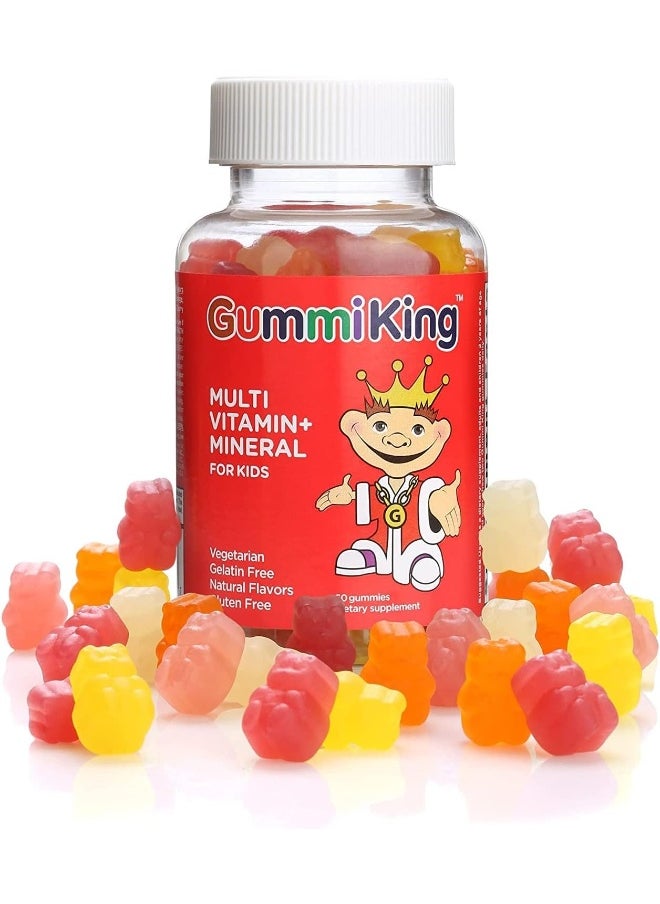 GummiKing Gummi King Multi Vitamin + Mineral Gummi (Dietary Supplement), Natural Grape, Lemon, Orange, Strawberry, And Cherry, 60 Count, Bt-Gkmu-029  - Image 1