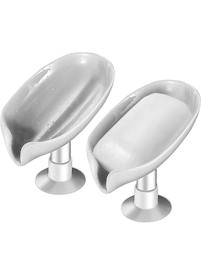 Generic 2 Pack Soap Holder Bar Soap Holder Self Draining Soap Dish with Suction Cup Soap Dish for Bathroom Kitchen Sink Shower Bathroom (2 Grey)  - Image 1