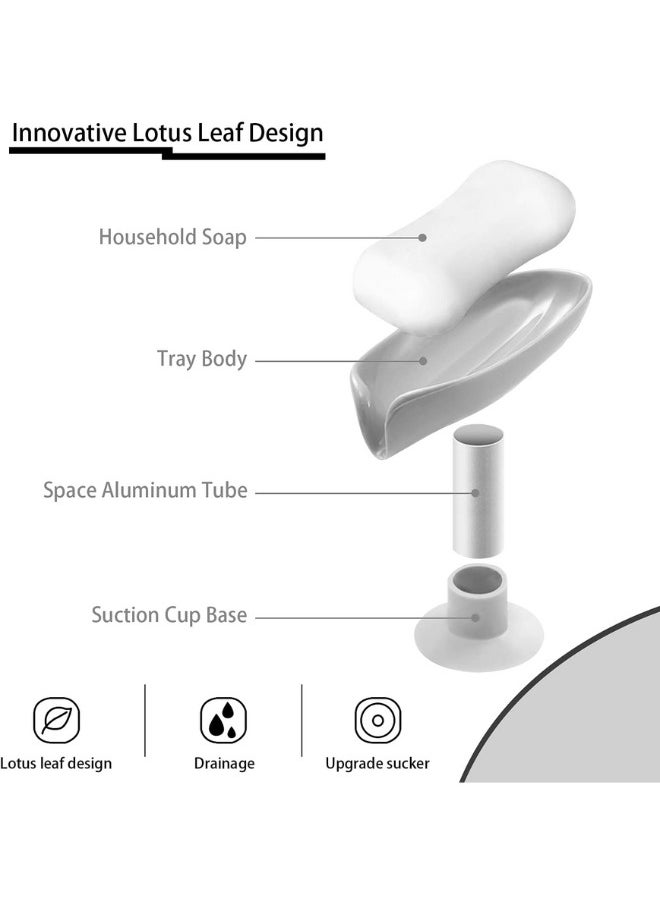 Generic 2 Pack Soap Holder Bar Soap Holder Self Draining Soap Dish with Suction Cup Soap Dish for Bathroom Kitchen Sink Shower Bathroom (2 Grey)  - Image 2