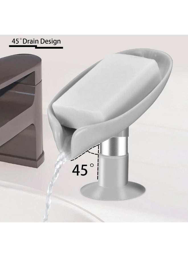 Generic 2 Pack Soap Holder Bar Soap Holder Self Draining Soap Dish with Suction Cup Soap Dish for Bathroom Kitchen Sink Shower Bathroom (2 Grey)  - Image 3