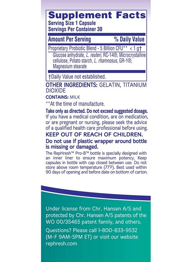 Rephresh Pro-B Probiotic Feminine Supplement, 30-Count Capsules (Pack of 2) - Image 2