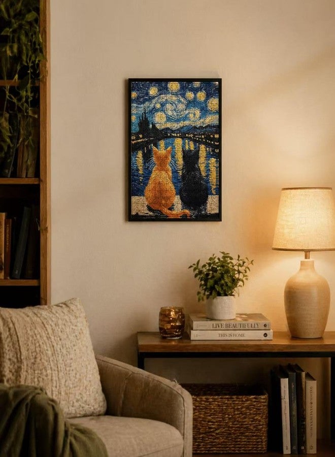 300 Piece Cat Jigsaw Puzzle for Adults, Van Gogh Starry Night Inspired Art Warm Cat Puzzle, 15 x 10 in Finished Size, Beginner-Friendly Relaxing Puzzle Gift for Animal Lovers & Home Decor - Image 3