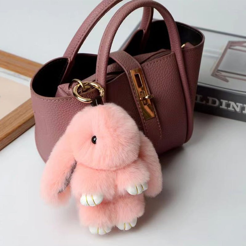 Qivorimith Keychain,Key Chains Women Cute Rabbit,Car keyrings leather handbags(Pink) - Image 5