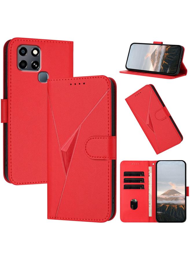 زبون جراب لهاتف Infinix Smart 6 / Smart 6 HD مصنوع من الجلد مع مشبك على شكل مثلث - Image 1