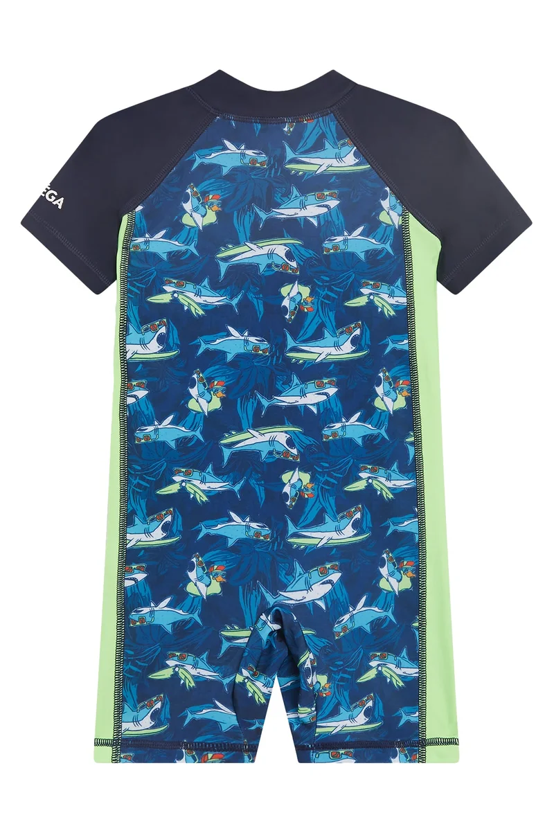 كويجا صن وير COEGA Boys Baby One-piece Swimsuit - Navy Sharks