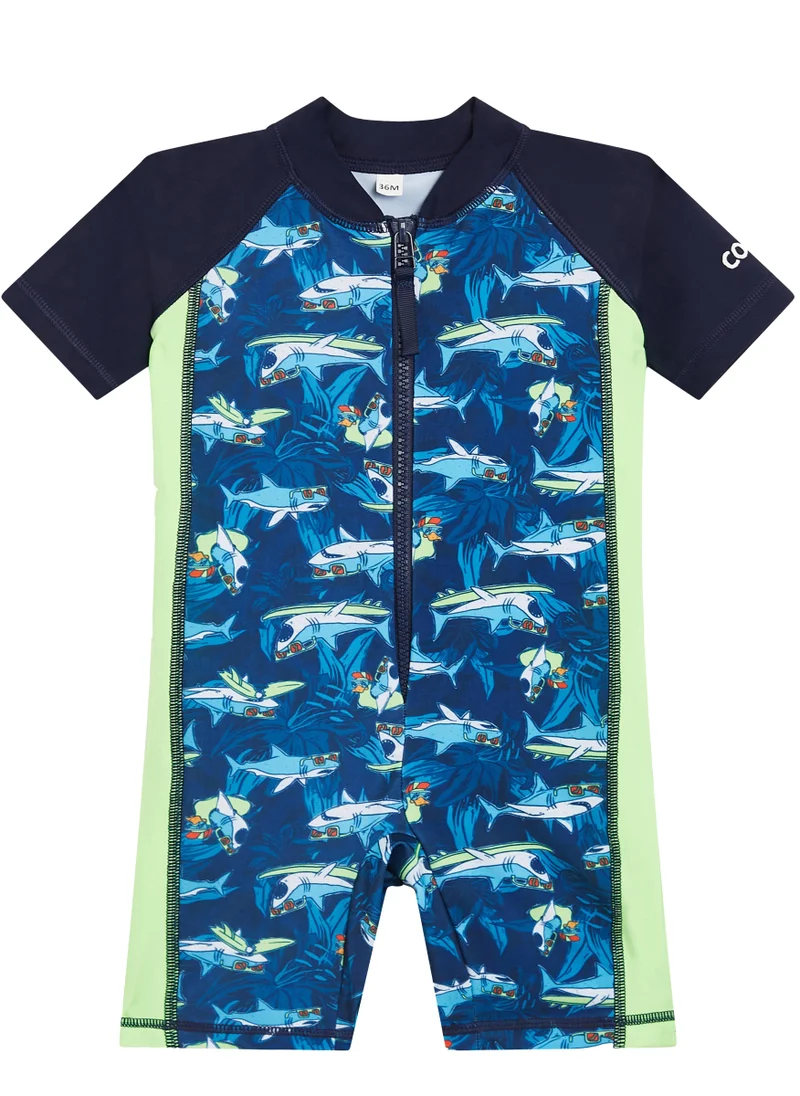 كويجا صن وير COEGA Boys Baby One-piece Swimsuit - Navy Sharks