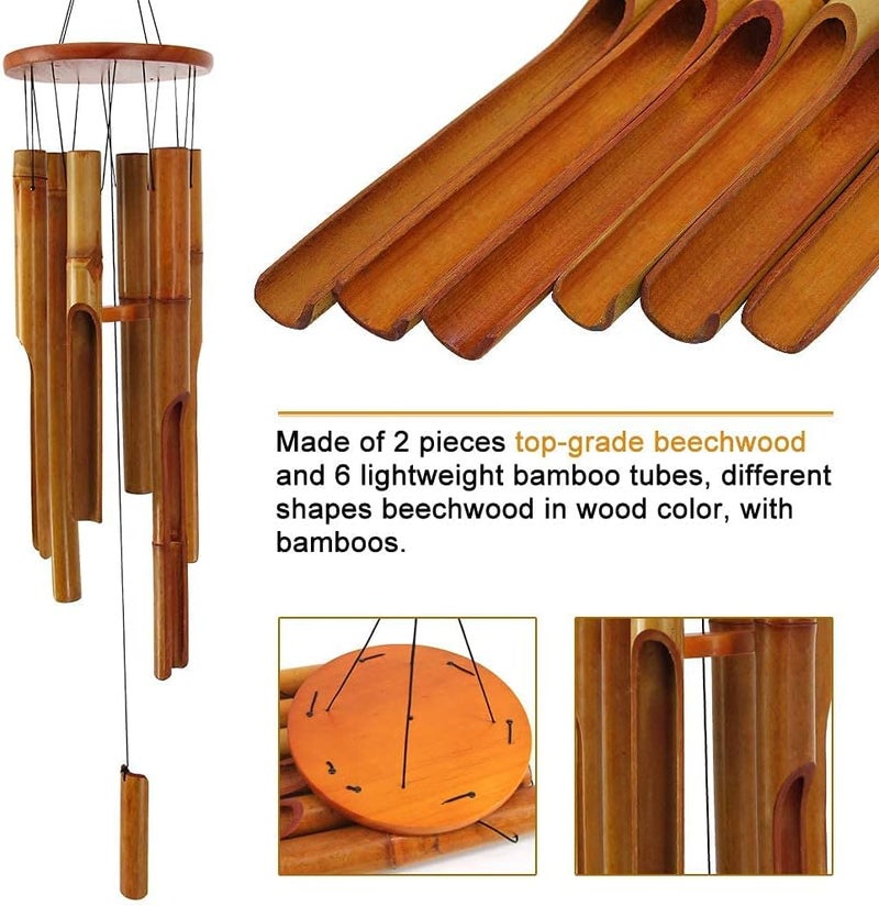 ASTARIN Bamboo Wind Chimes Outdoor,Wooden Wind Chimes for Outside with Melody Deep Tone,38" Classic Zen Garden Windchime for Relaxation, Grace.Home Décor for Patio, Garden or Indoor(FSC Certified) - Image 2