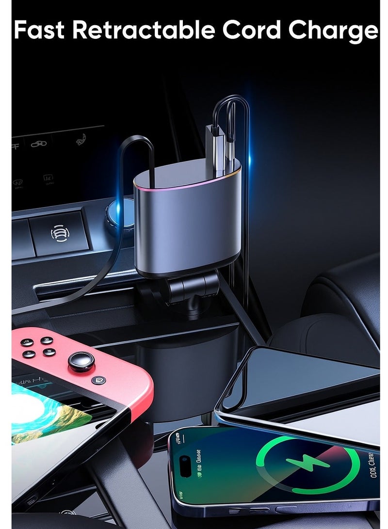 محول شحن سريع للسيارة عالي السرعة مع كابل قابل للسحب ومنفذ USB مناسب للهواتف والأجهزة المحمولة - Image 4